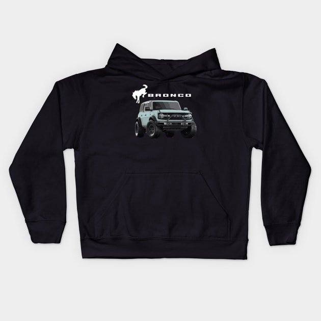 Cactus gray Ford Bronco First edtion SUV Kids Hoodie by cowtown_cowboy